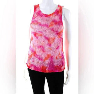 Jamison Womens Loose Knit Tie Dye Tank Top Pink Orange Size Small